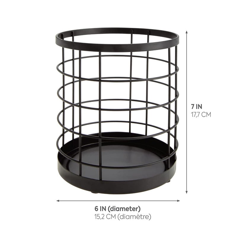 iDesign Kitchen Crock for Utensils - Steel Kitchen Crock Utensil Holder for Countertop - Matte Black - Image 2