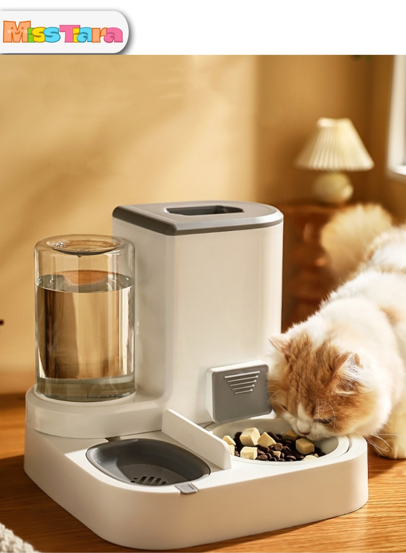 2-in-1 Automatic Pet Feeder and Water Dispenser, Large Capacity Food Bowl with Water Refill, Dry & Wet Separation, Feeding Station for Cats and Dogs