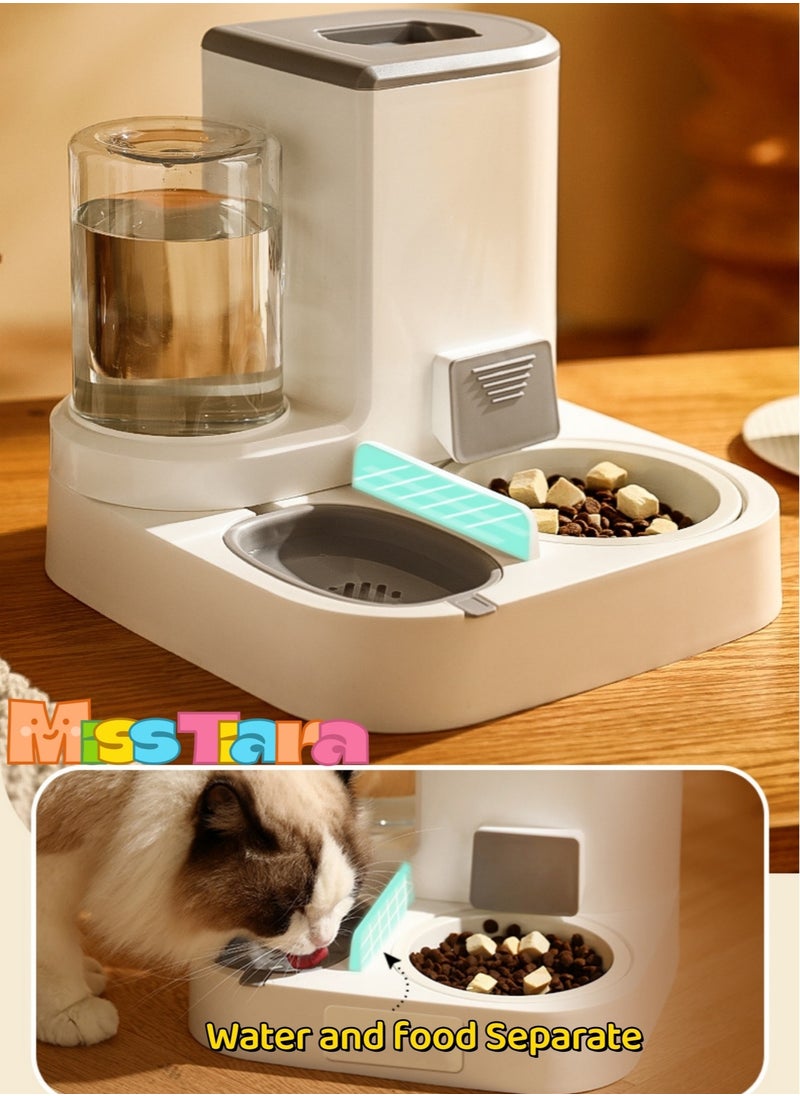MissTiara 2-in-1 Automatic Pet Feeder and Water Dispenser, Large Capacity Food Bowl with Water Refill, Dry & Wet Separation, Feeding Station for Cats and Dogs  - Image 3