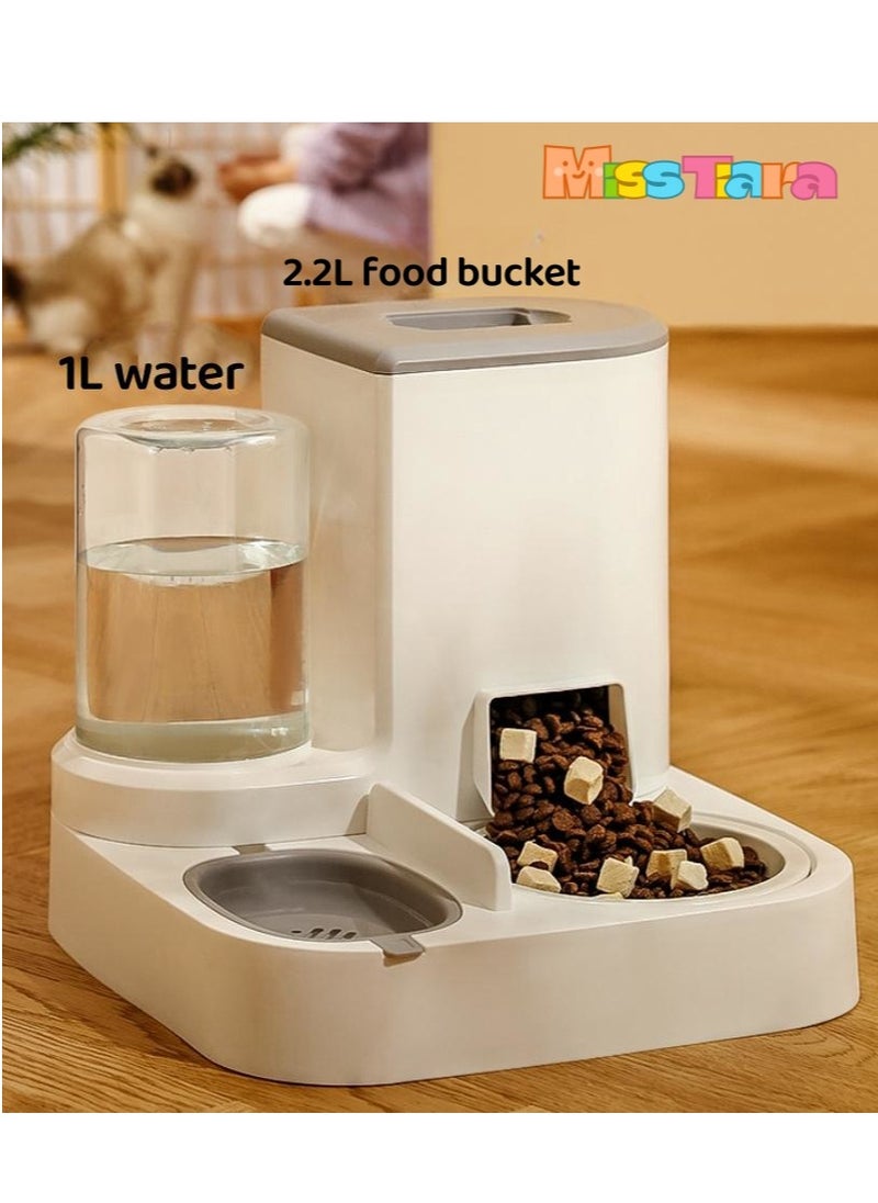 MissTiara 2-in-1 Automatic Pet Feeder and Water Dispenser, Large Capacity Food Bowl with Water Refill, Dry & Wet Separation, Feeding Station for Cats and Dogs  - Image 4