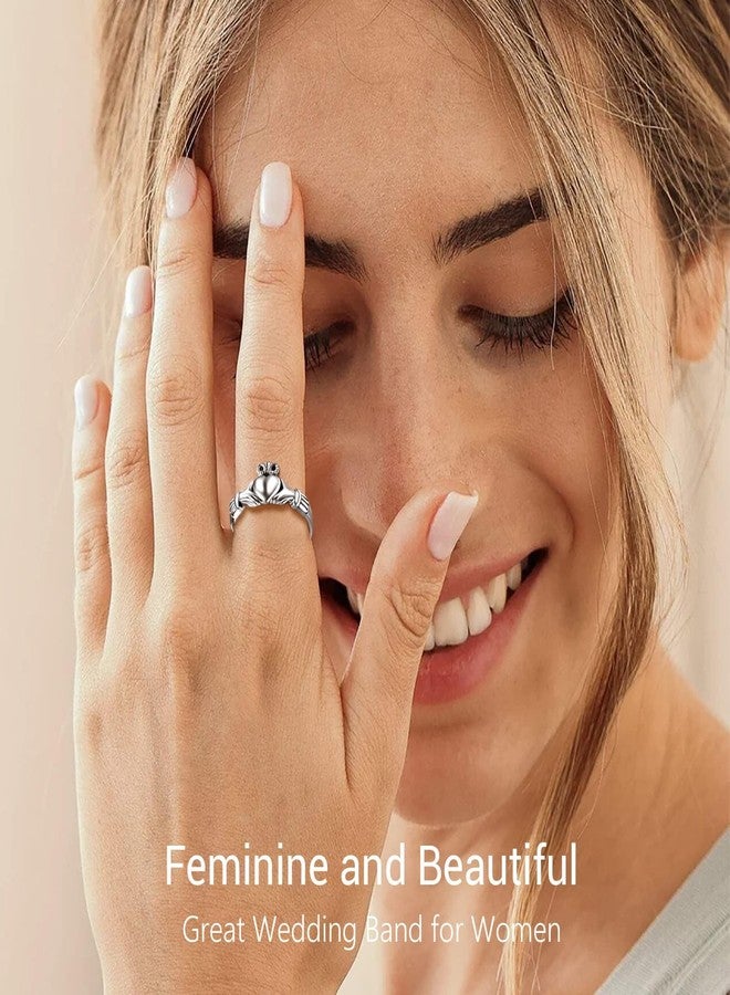 PROSILVER Sterling Silver Heart Promise Wedding Rings Irish Claddagh Ring Size 8 - Image 2