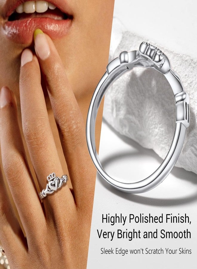 PROSILVER Sterling Silver Heart Promise Wedding Rings Irish Claddagh Ring Size 8 - Image 5