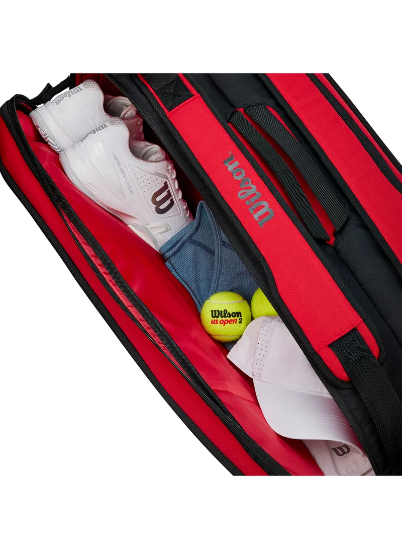 Wilson Clash V2 Super Tour Red/ black Tennis Racket Bag, Adults, Holds up to 9 Rackets