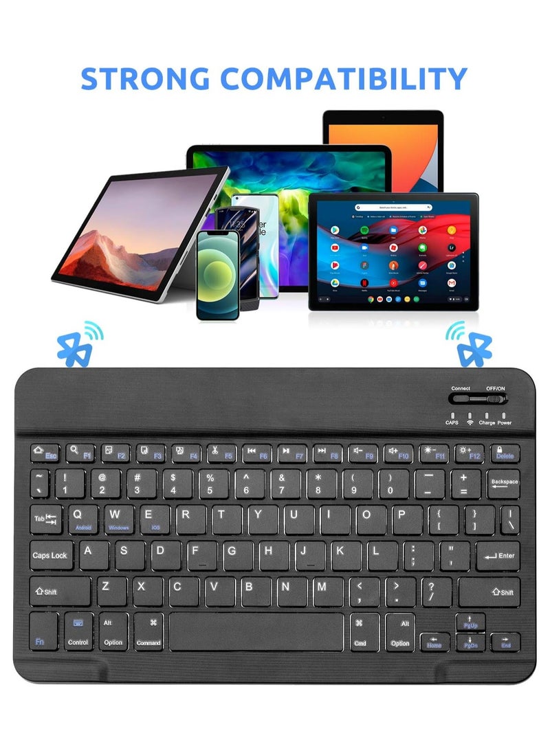 Wireless Bluetooth Keyboard for Apple iPad iPhone Samsung Tablet Phone Smartphone iOS Android Windows (10 inch Black) Ultra Slim Portable Mini Keyboard