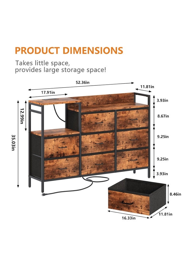 إن كي أكس نموذج تخزين الملابس مع 8 أدراج كهربائية للمنزل داخل الغرفة 52.36 بوصة لون بني - Image 4