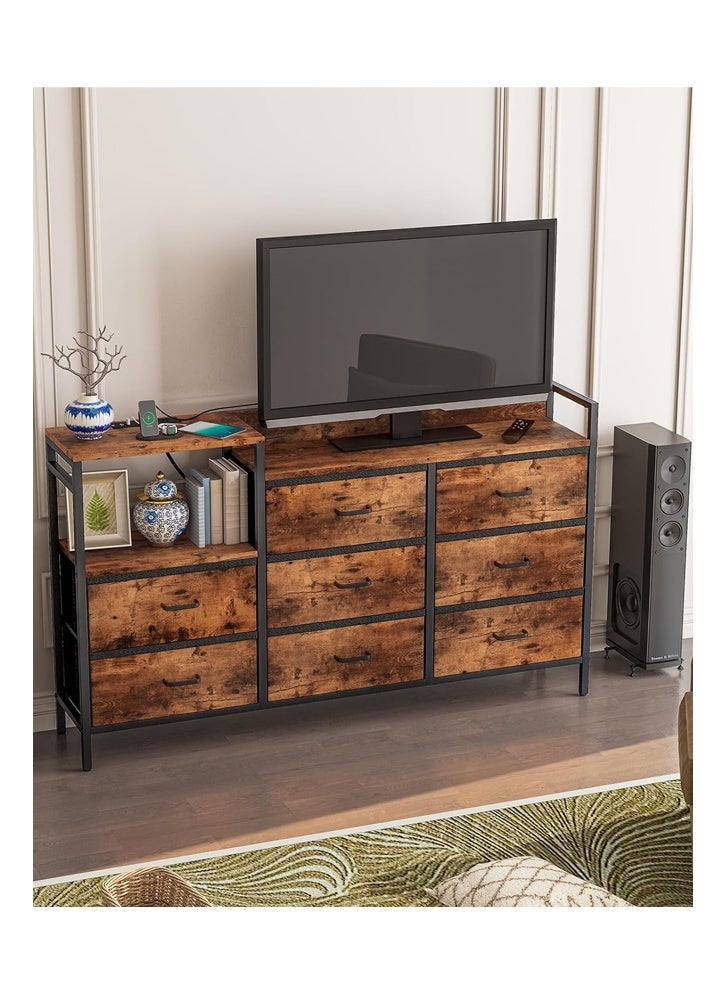 إن كي أكس نموذج تخزين الملابس مع 8 أدراج كهربائية للمنزل داخل الغرفة 52.36 بوصة لون بني - Image 3