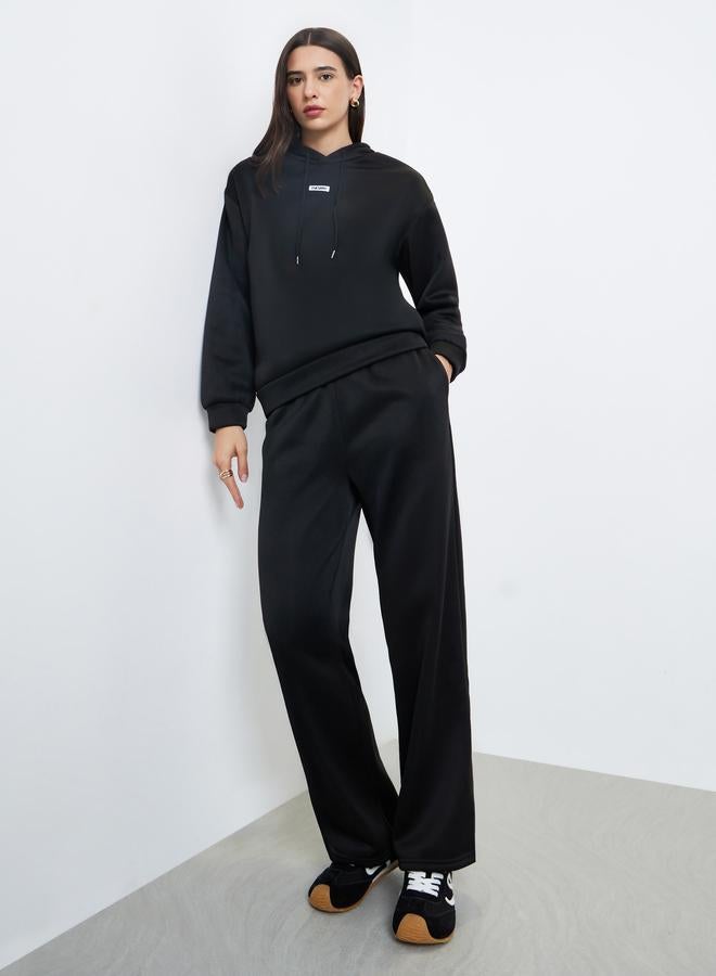 Styli Black Patch Detail Hoodie and Joggers Set - Image 1