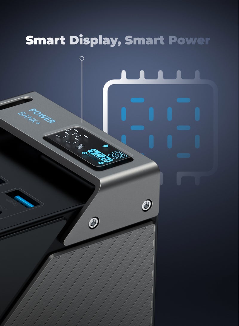 Powerology 50000mAh Power Bank 65W 3*PD Type-C and 3* USB-A with A to C Cable/for Travel/Outdoor/Camping /Simultaneous Charging / Built-in Safeguards / Display Panel / Durable Powerbank - Black - Image 2