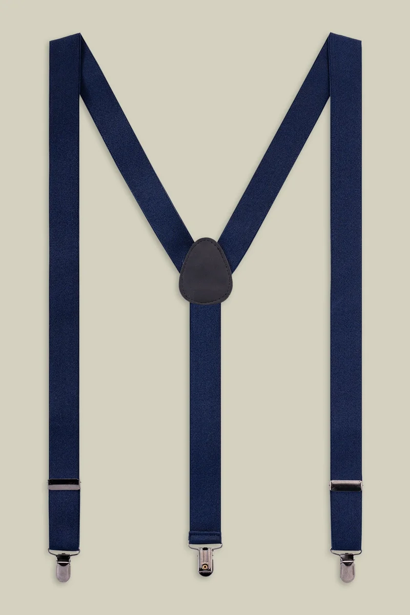 Doppelganger Single-colour men's elastic braces - DK Blue