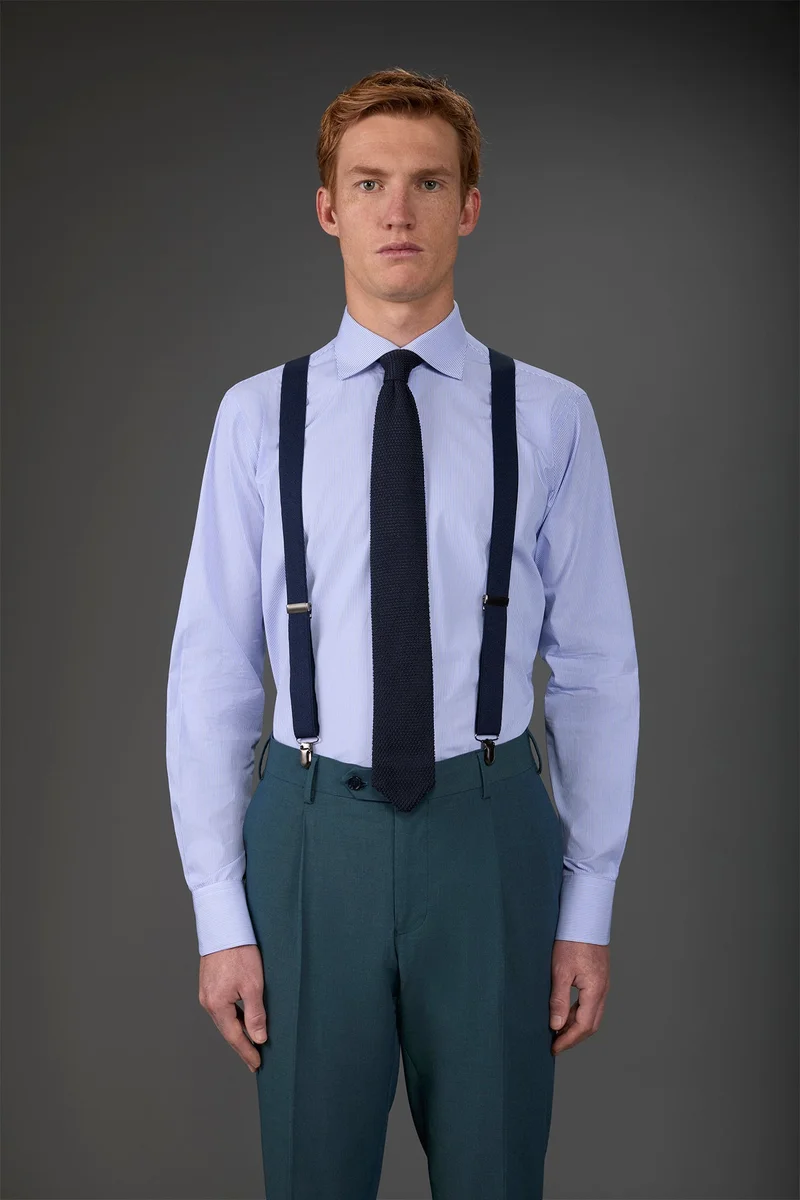 Doppelganger Single-colour men's elastic braces - DK Blue