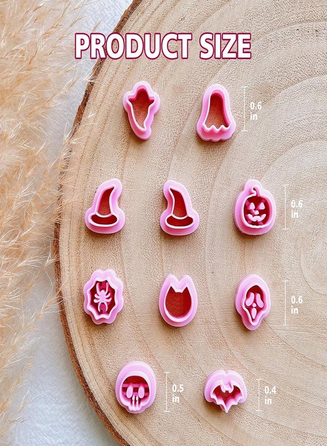 KEOKER Halloween Polymer Clay Cutters - 10 Shapes for Jewelry, Earrings, Pumpkin - Studs Included - Image 4