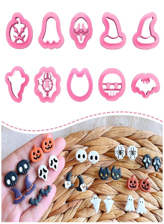 KEOKER Halloween Polymer Clay Cutters - 10 Shapes for Jewelry, Earrings, Pumpkin - Studs Included - Image 1