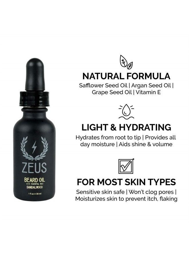 Zeus Men's Everyday Beard Grooming Kit – Beard Shampoo & Conditioner, Beard Oil & Balm, Beard Wash, Smooth & Shiny Beard (Scent: Sandalwood) - Image 4