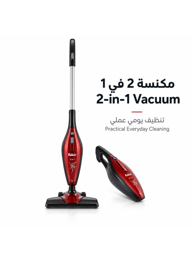 Fakir 2-in-1 Corded Stick Vacuum Cleaner, 800W, 1L, Red - Image 1
