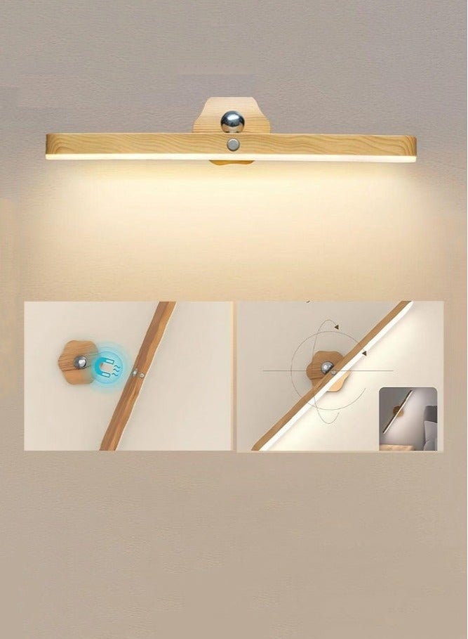 ميكسد مصباح ليلي دوار، قابل لإعادة الشحن عبر USB، مصباح حائط خشبي مغناطيسي LED، مصباح حائط قابل للتعتيم يعمل باللمس للمطبخ، الرواق، خزانة الملابس، الخزانة - Image 1