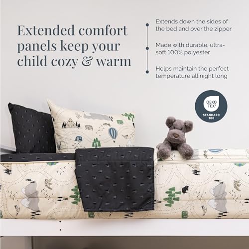 Beddy's Adventure & Wildlife Theme Durable Zipper Bedding for Kids-Bed in a Bag-Cream Comforter & Charcoal Sheets with Outdoor Explorer Design-Includes 2 Pillowcases & 2 Shams-Easy to Make & Wash-Full - Image 5
