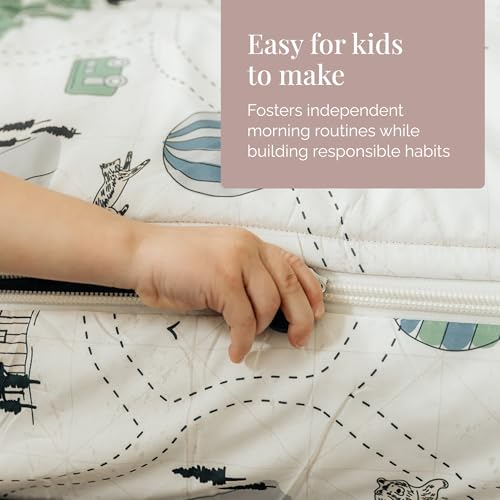 Beddy's Adventure & Wildlife Theme Durable Zipper Bedding for Kids-Bed in a Bag-Cream Comforter & Charcoal Sheets with Outdoor Explorer Design-Includes 2 Pillowcases & 2 Shams-Easy to Make & Wash-Full - Image 4