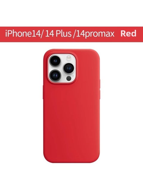 For Apple IPhone15 Liquid Silicone Phone Case 14Promax Magnetic Animation Original Official Website Protective Cover-Color:Chinese Red [true Liquid + Logo]-Applicable Models:For Iphone 14plus [magnetic Magsafe + Animated Pop-up Window + Carton Packaging]