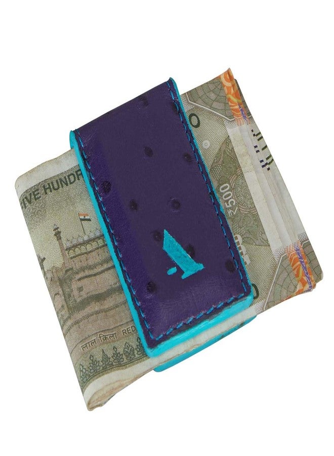 Adamis Slim Leather Money Clip and Card Holder for Men and Women W362 Purple - Image 1