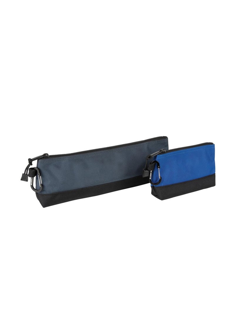 Excefore - Zipper Bag Tool Pouch with Carabiners, Canvas Tool Bags, 7-Inch Blue and 14-Inch Gray Utility Bags, Canvas Tool Multipurpose Pouch Tote Bag, with Reinforced Bottom, 2-Pack - Image 1