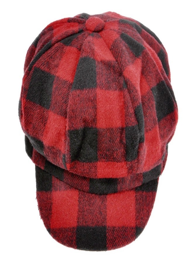 ZLYC قبعة نسائية كلاسيكية منقوشة بنمط مربعات، قبعة سائقي سيارات الأجرة غاتسبي ذات 8 أجزاء، لون أحمر - Image 3