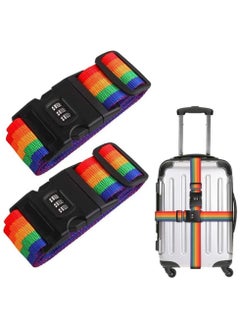 Arabest Adjustable Luggage Strap with Combination Lock Luggage Straps Rainbow Colors for Travel (multicolour - 2pcs)  - Image 1