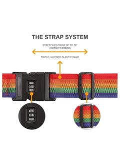 Arabest Adjustable Luggage Strap with Combination Lock Luggage Straps Rainbow Colors for Travel (multicolour - 2pcs)  - Image 4