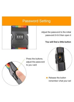Arabest Adjustable Luggage Strap with Combination Lock Luggage Straps Rainbow Colors for Travel (multicolour - 2pcs)  - Image 5