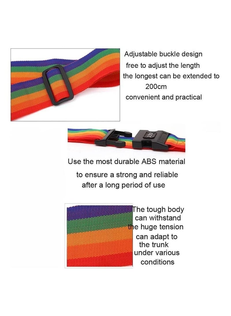 Arabest Adjustable Luggage Strap with Combination Lock Luggage Straps Rainbow Colors for Travel (multicolour - 2pcs)  - Image 3