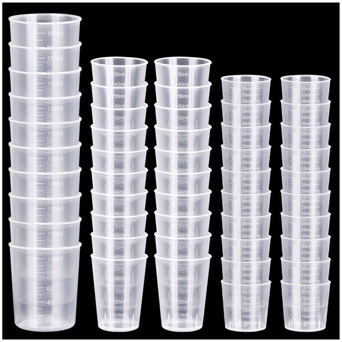 50 PCS PLASTIC MEASURING CUPS RESIN MIXING CUPS EPOXY MIXING CUPS PAINT MIXING CUPS 30ML 50ML 100ML