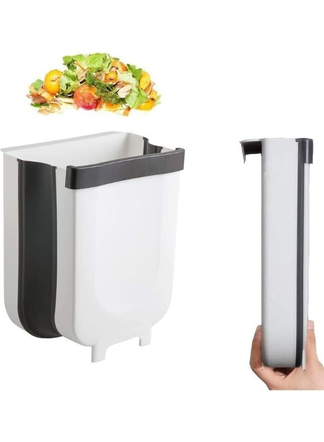 Collapsible Waste Bin for Home Kitchen Cabinet with Hanging Door Ideal for Emptying Vegetable and Fruit Waste Directly from the Worktop 9L Capacity - White - Image 2
