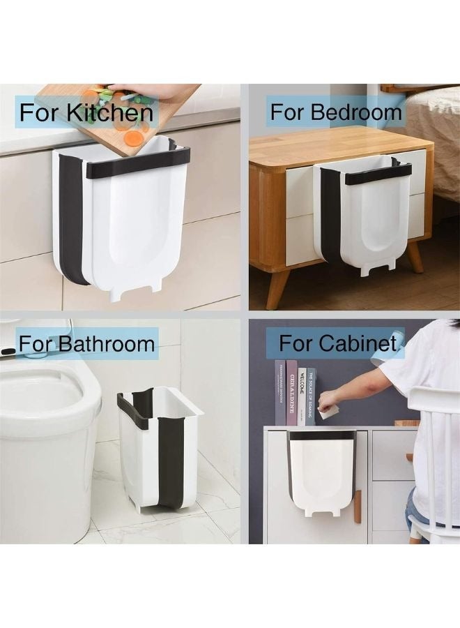 Collapsible Waste Bin for Home Kitchen Cabinet with Hanging Door Ideal for Emptying Vegetable and Fruit Waste Directly from the Worktop 9L Capacity - White - Image 4