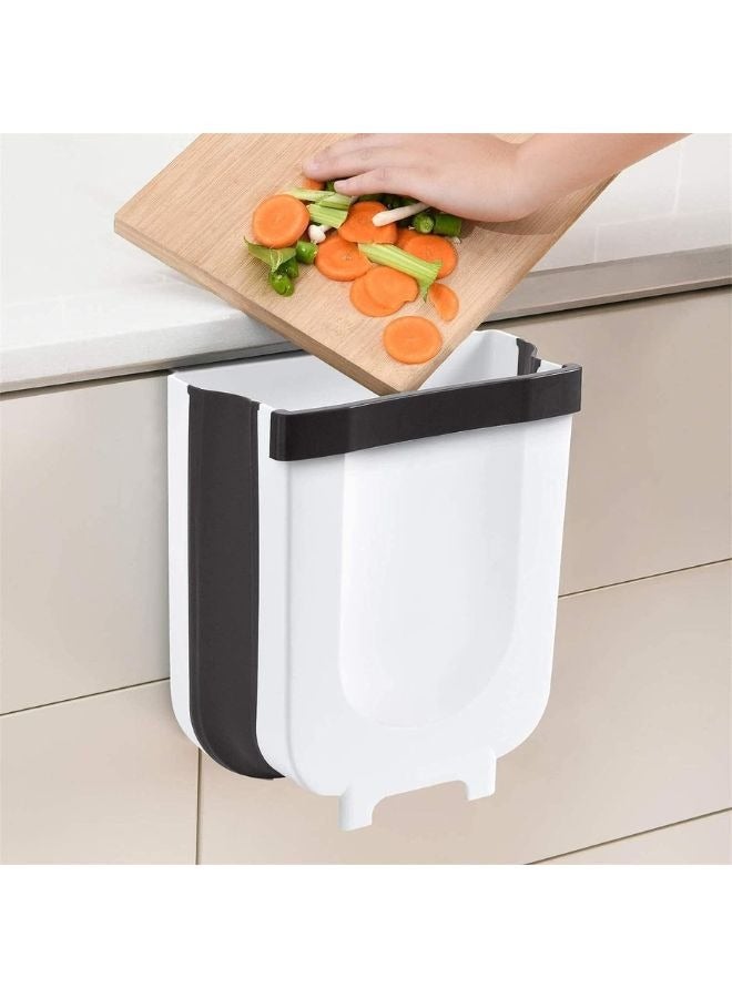 Collapsible Waste Bin for Home Kitchen Cabinet with Hanging Door Ideal for Emptying Vegetable and Fruit Waste Directly from the Worktop 9L Capacity - White - Image 5