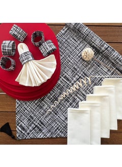 Desizmir Placemat Design Pattern Set 6 Tableware, 6 Cloth Napkins, 6 Napkin Rings and Runner Cover Combination 2