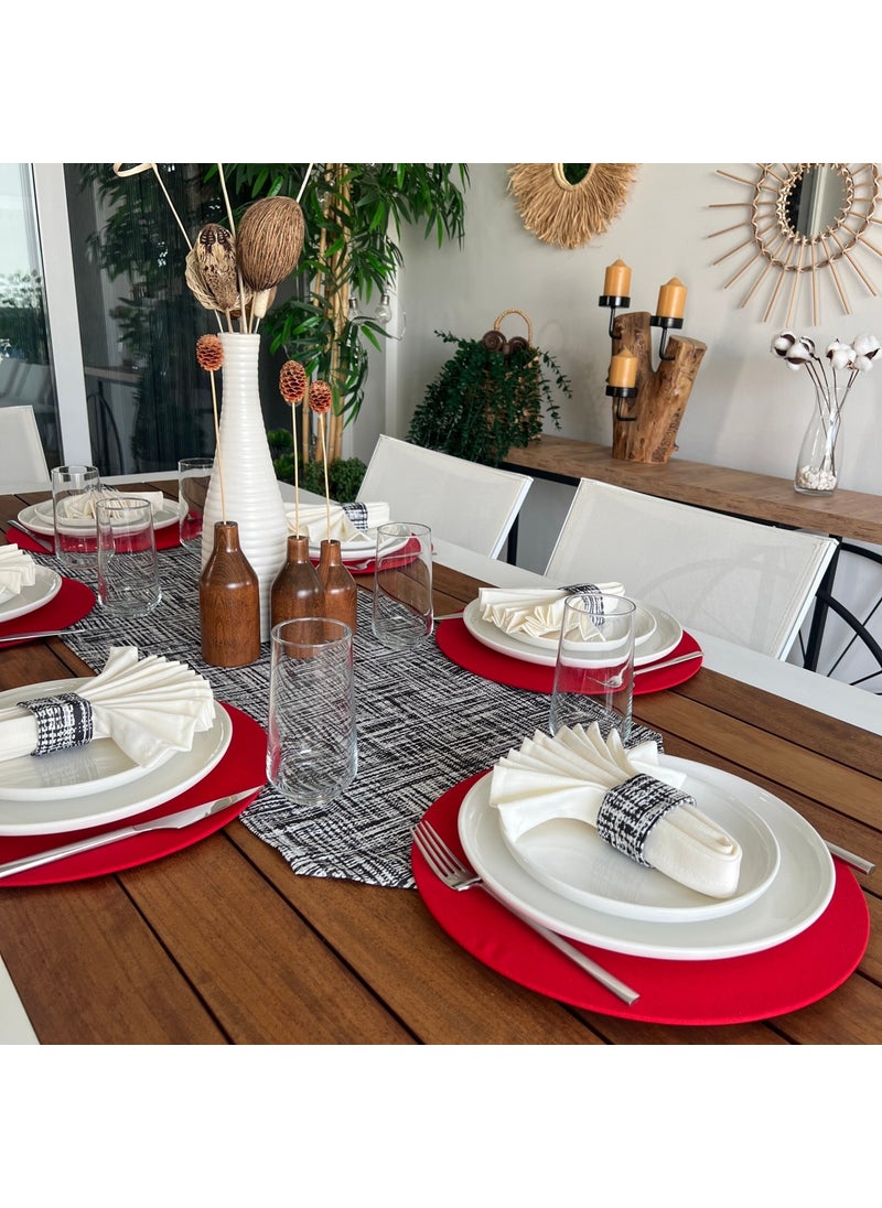 Desenİzmir Desizmir Placemat Design Pattern Set 6 Tableware, 6 Cloth Napkins, 6 Napkin Rings and Runner Cover Combination 2  - Image 3