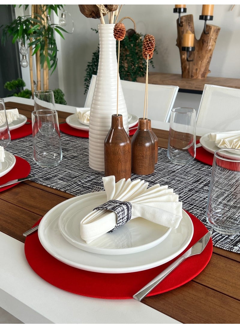 Desenİzmir Desizmir Placemat Design Pattern Set 6 Tableware, 6 Cloth Napkins, 6 Napkin Rings and Runner Cover Combination 2  - Image 2