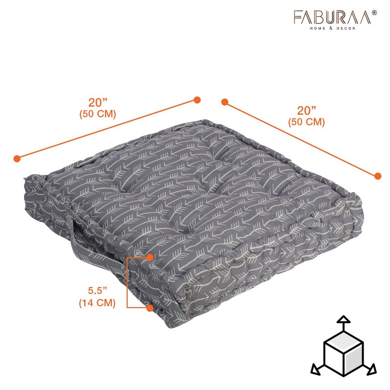 Faburaa Faburaa Aura Box Cushion for Meditation Floor Cushion for Sitting in Living Room Arrow Grey 20 x 20 Inches  - Image 3
