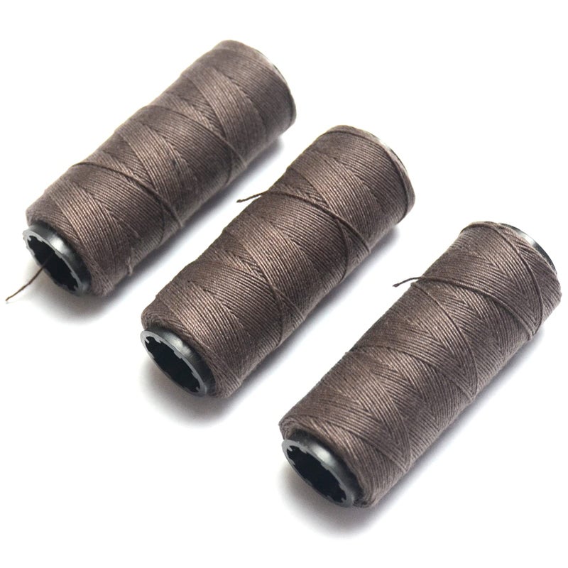 BLUPLE Professional Weaving Threads 3 Rolls for Making Wig Hand Sewing Hair Weft Hair Weave Extension DIY 3 pcs Brown