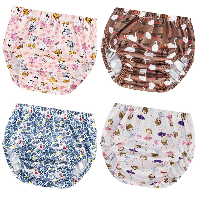 Joyo roy 4Pcs Diaper Covers for Girls Training Underwear for Girls 3T Rubber Pants for Toddlers Plastic Diaper Covers for Swimming Plastic Underwear for Potty Training Rubber Pants for Babies 3T - Image 1