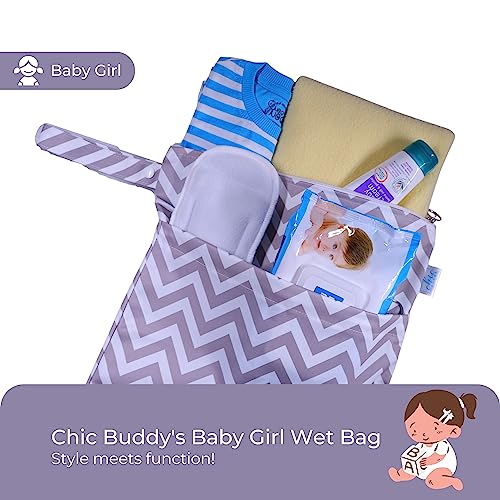 Chic Buddy Waterproof Wet Bag, Swimming Bag for Kids and Adults - Reusable Dry Bag for Travel, Beach, Pool, Gym, Diapers, Wet Swimsuits, Toiletries (Zig-ZAG, 30x40cm,Double Compartment) - Image 3