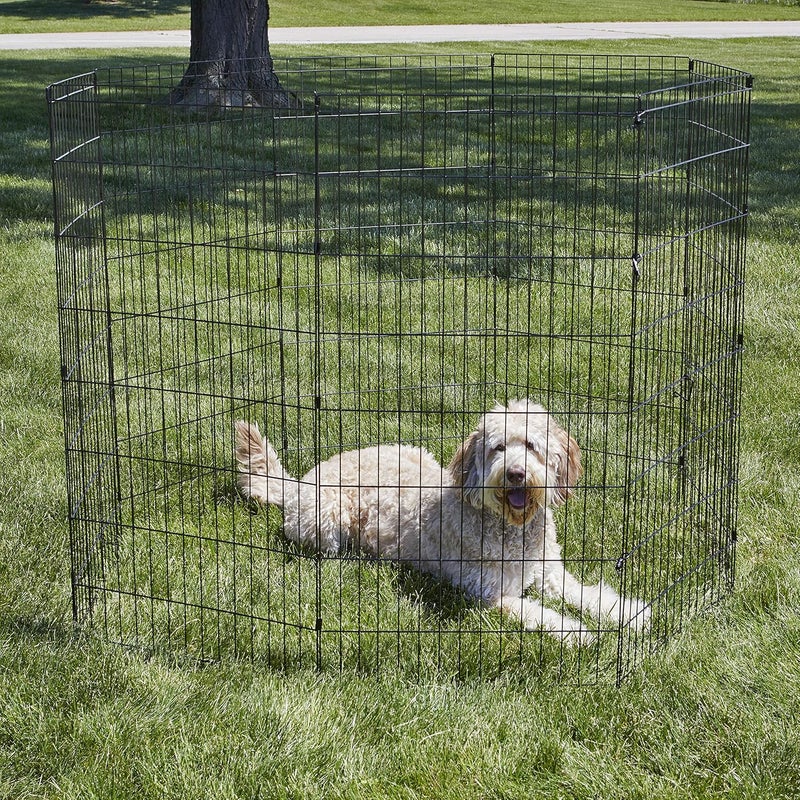 New World Folding Metal Dog Exercise Pen, Indoor/Outdoor Playpen with No Door, Provides 16 Sq Feet of Play Space, 48-Inches Tall, Black E-Coated - Image 2
