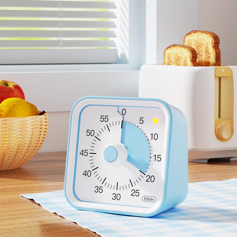 InfPokid Visual Timer for Kids with Pause Function, 60 Minute Countdown Timer for Kids Desk Study, Teaching, Kitchen Cooking, Office Meetings, Time Management for ADHD (Blue) - Image 2
