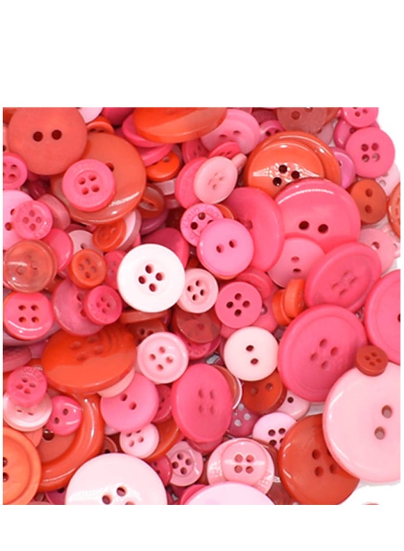 SYOSI Assorted Size Resin Round Buttons DIY Craft Sewing Decorations for Kids Painting (Red 200g set) - Image 2