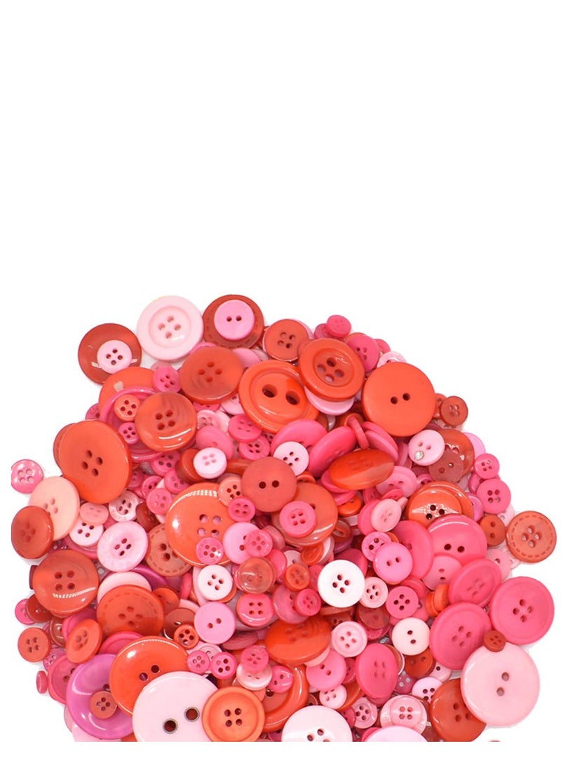 SYOSI Assorted Size Resin Round Buttons DIY Craft Sewing Decorations for Kids Painting (Red 200g set) - Image 1