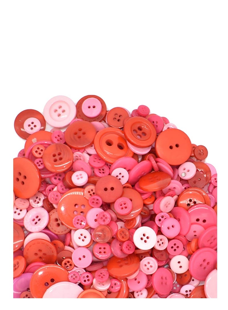 SYOSI Assorted Size Resin Round Buttons DIY Craft Sewing Decorations for Kids Painting (Red 200g set) - Image 3