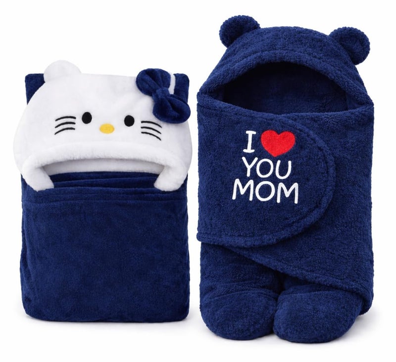 First Kick Baby Blanket Newborn Gift Pack of Swaddle Wrapper, 0-9 Months, Length 68 cm x Width 68 cm, Pack of 2 Pcs. - Image 1