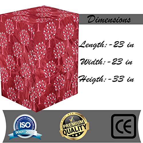 KANUSHI Industries® Washable & Dustproof Tree Design Front Load Automatic Washing Machine Cover (Maroon) (Suitable for 6 Kg, 6.5 kg, 7 kg, 7.5 kg)(WASMAC-MAROON-TREE-FRONT-01) - Image 4