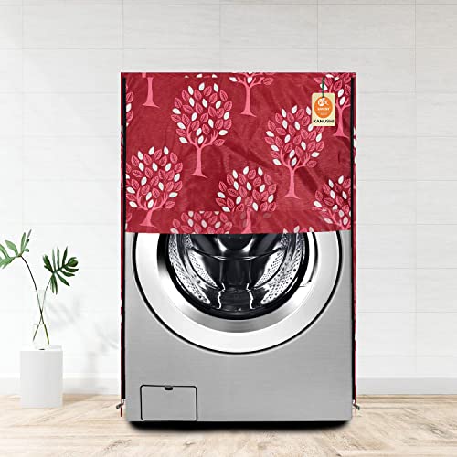 KANUSHI Industries® Washable & Dustproof Tree Design Front Load Automatic Washing Machine Cover (Maroon) (Suitable for 6 Kg, 6.5 kg, 7 kg, 7.5 kg)(WASMAC-MAROON-TREE-FRONT-01) - Image 1