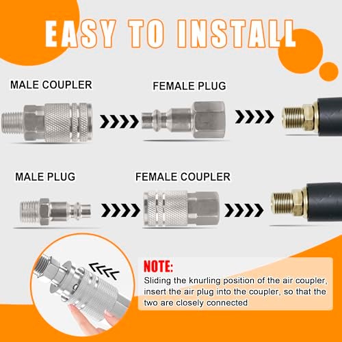 Ailbiuko 67Pcs Air Coupler and Plug Kit,1/4 Inch NPT Air Tool Fittings Set, Quick Connect Air Hose Fittings Air Compressor Accessories - Image 5
