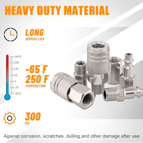 Ailbiuko 67Pcs Air Coupler and Plug Kit,1/4 Inch NPT Air Tool Fittings Set, Quick Connect Air Hose Fittings Air Compressor Accessories - Image 4